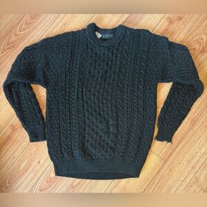 Blarney Woollen Mills Cable Knit 100% Merino Wool Sweater Men’s Small Green